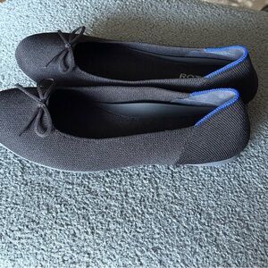 Rothy's Black Flats with Blue Trim